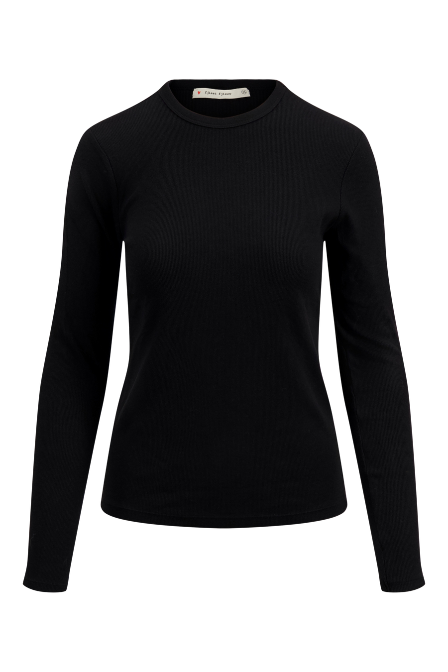 basic rib round neck top with stretch | black