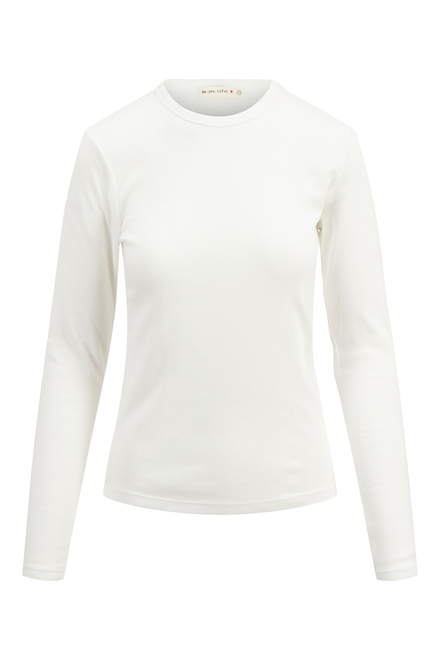 basic rib round neck top with stretch | off white
