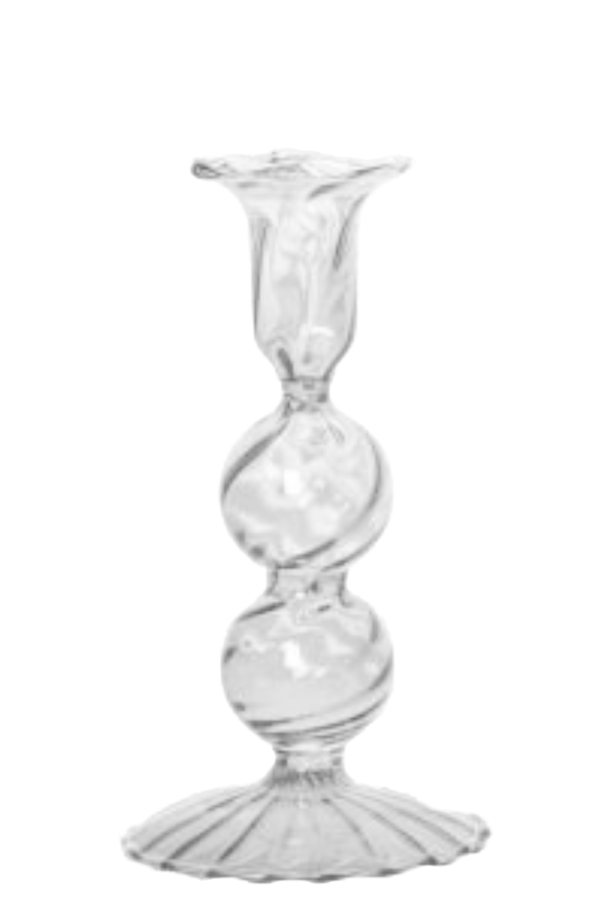 candle holder glass convex L | transparent