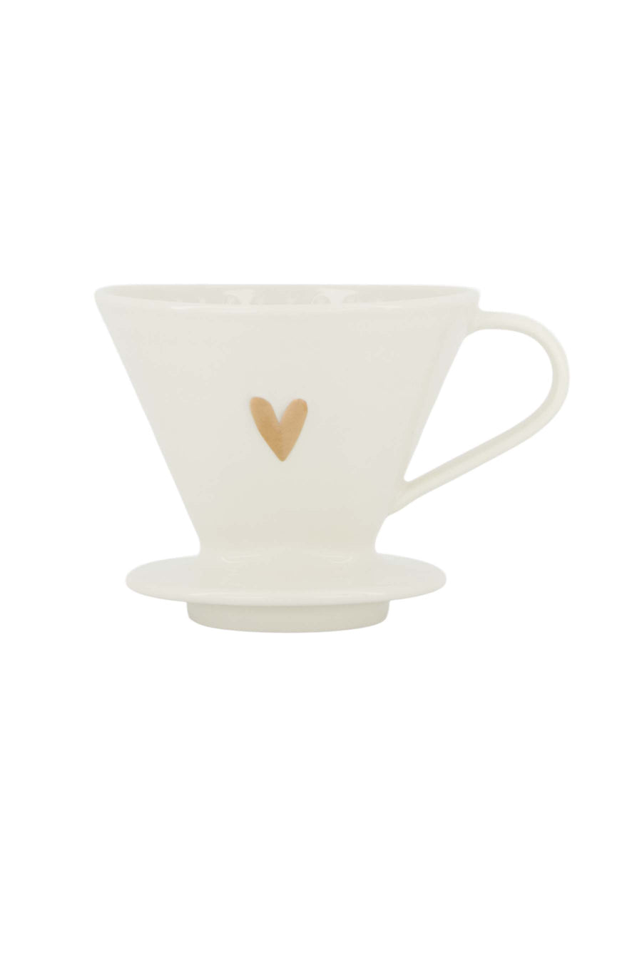 coffee filter holder ceramic heart white/gold | white/gold