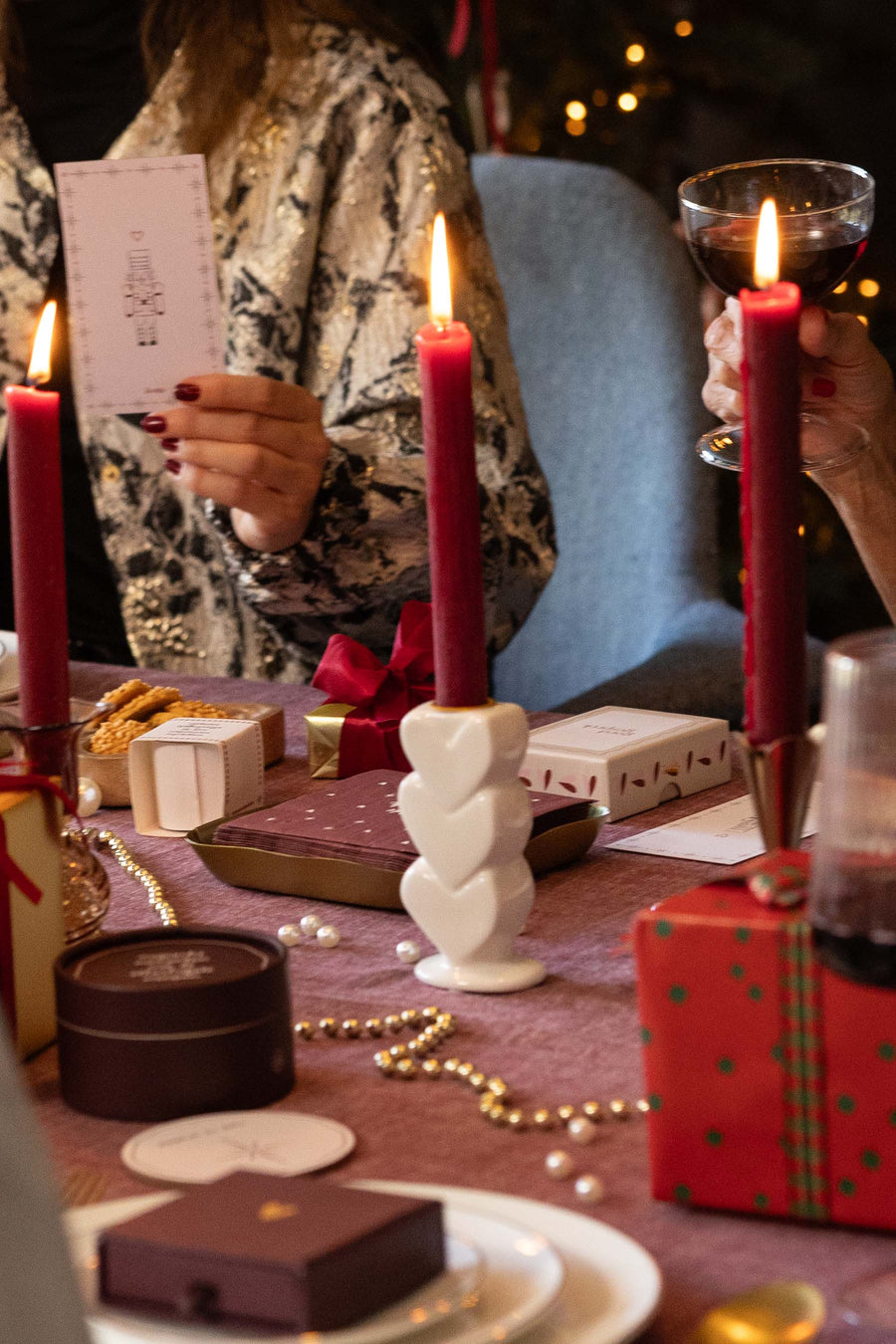 candlestick ceramic hearts white | white
