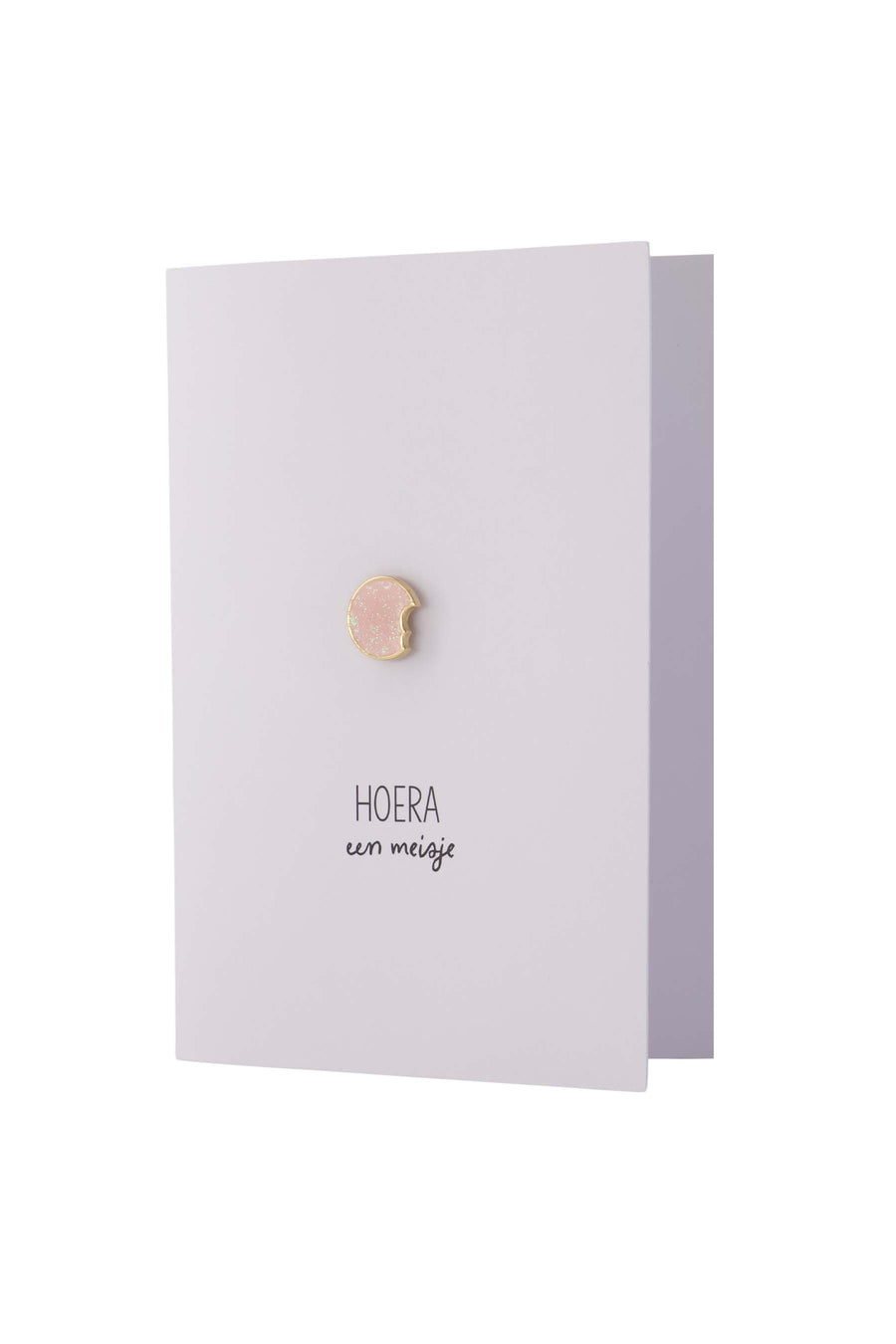 greeting card hurray a girl brooch | white / pink